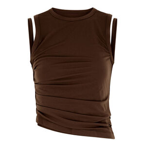Helmut Lang Brown Twist Muscle Tank Top Chocolate Asymmetric NWT Size XS